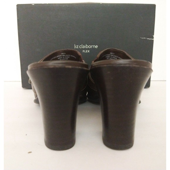 Liz Claiborne Flex Leather Slip On Mule Clog Dark Brown With Stitching NIB SZ 7 - Picture 6 of 8
